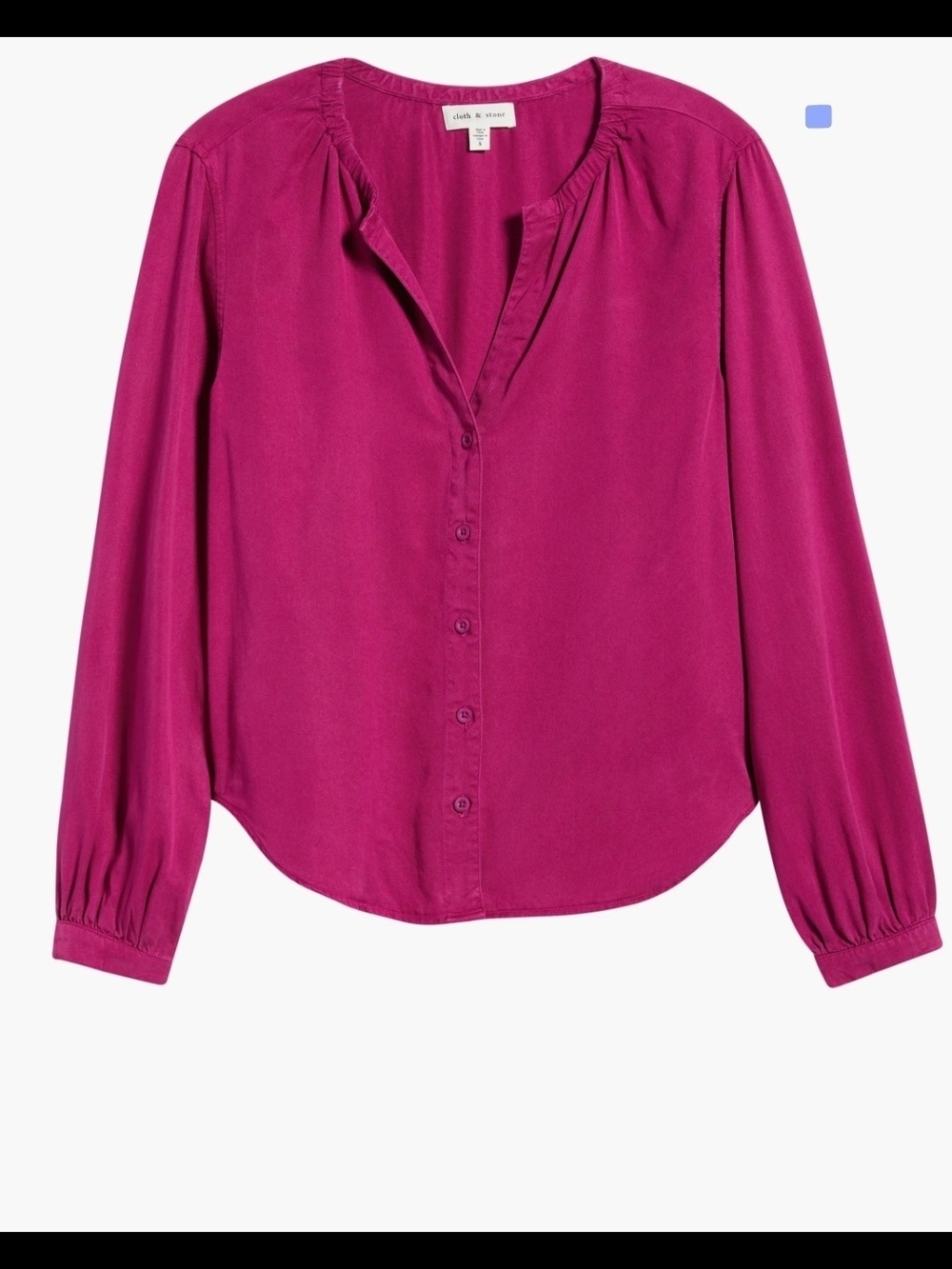 cloth & stone Magenta Gathered Button-Up ShirtCloth & Stone - Picture 5 of 13